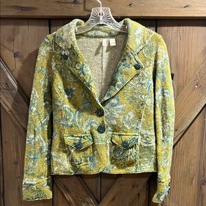 Moth Yellow and Blue Floral Blazer